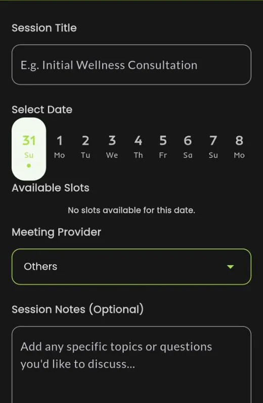 NutriWell Track online appointment booking