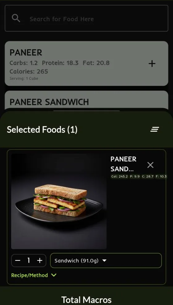NutriWell Track food macro tracking